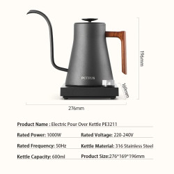 PETRUS Smart Kettle: Controle preciso de temperatura e pescoço de ganso para café e chá